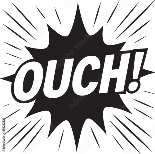 Painful Impact Comic Book Ouch! Explosion for Expressive Cartoon Designs and Graphic Novel Style