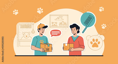 Pet Supplies Delivery Featuring Delivery Man Handing Packages to A Customer