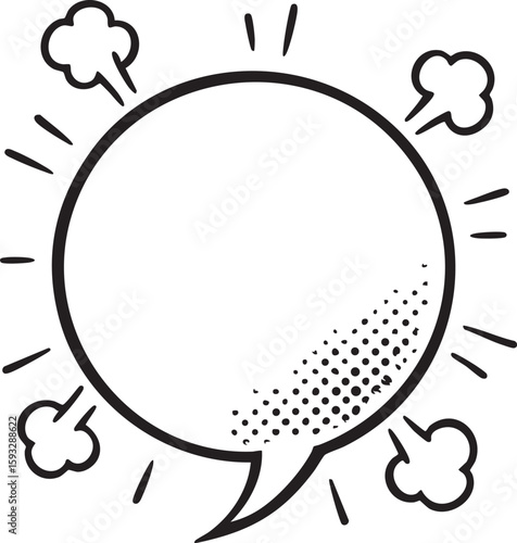 Dynamic Comic Style Speech Bubble Illustration Bursting with Energy for Powerful Messages, Sudden Thoughts, or Loud Exclamations in Creative Communication Concepts.