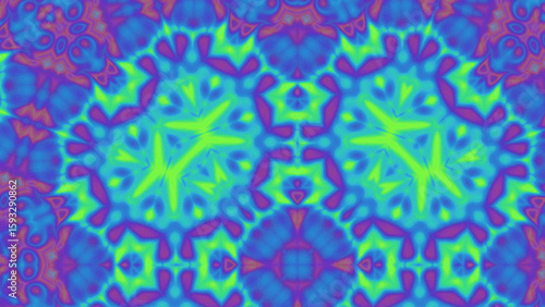 Abstract Radiant Burst with Soft Grain Texture, Symmetrical Glow Pattern in Psychedelic Style, Radiating Circular Abstract with Subtle Noise, Kaleidoscopic Starburst with Gradient Flow