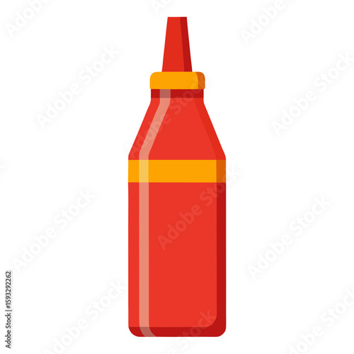 Red and yellow squeeze bottle with a narrow spout