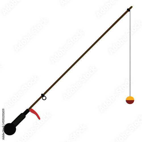Fishing rod with bobber and reel detail