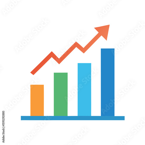 Bar chart with upward trending arrow illustrating growth Free Download Bar chart with upward trending arrow illustrating growth - GFXLoad