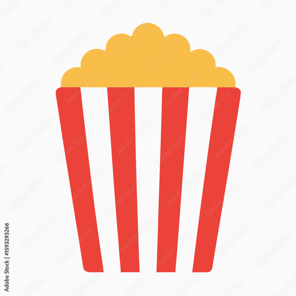Classic red and white striped popcorn bucket icon Classic red and white striped popcorn bucket icon