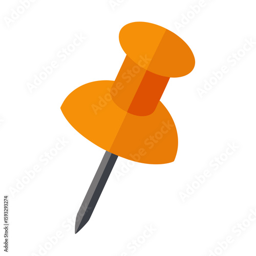 Orange push pin icon isolated on white background