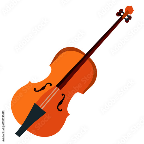 Stylized orange cello on a white background