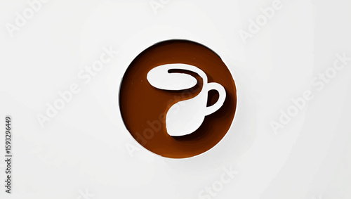 Overhead Shot of Coffee Cup on Brown Saucer

