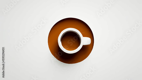 Overhead Shot of Coffee Cup on Brown Saucer

