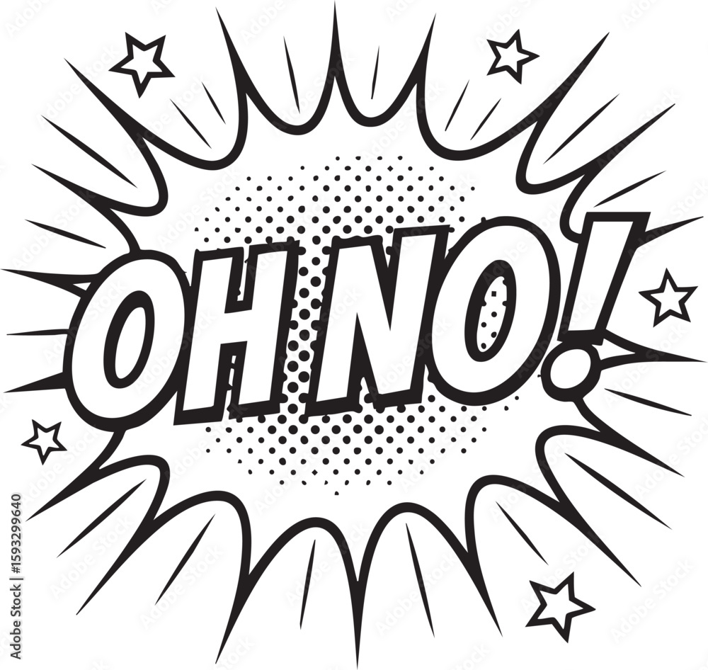 Fototapeta premium Yeow! comic book style sound effect in a black and white pop art explosion bubble. Retro graphic illustration for expressing surprise or pain.