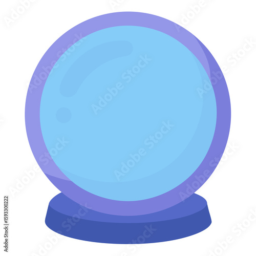 A simple blue crystal ball on a purple stand