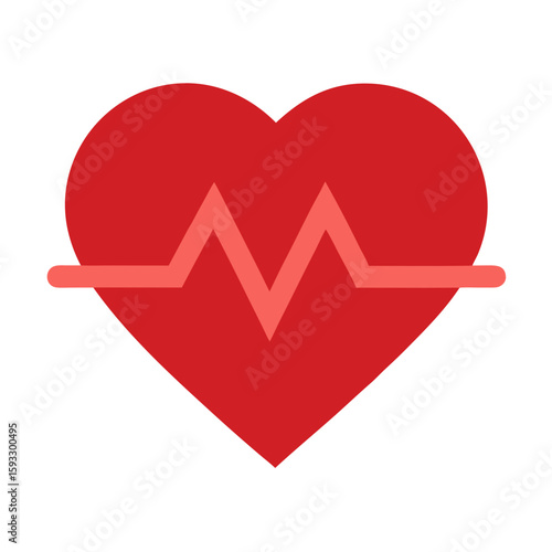 Red heart with heartbeat line icon