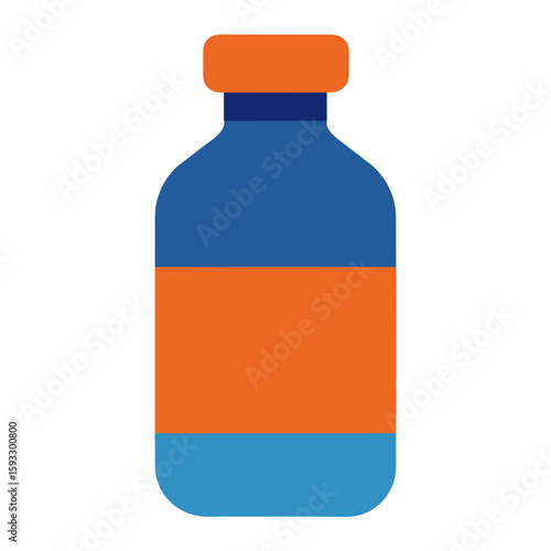 Stylized blue and orange medicine bottle icon