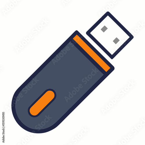 Modern dark gray usb flash drive with orange accents