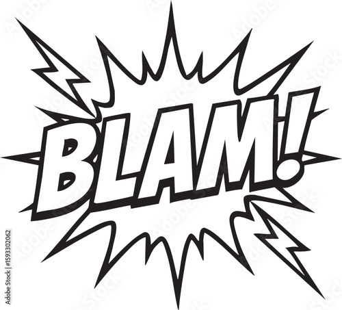 Comic Book Explosion Dynamic 'BLAM!' Sound Effect Illustration