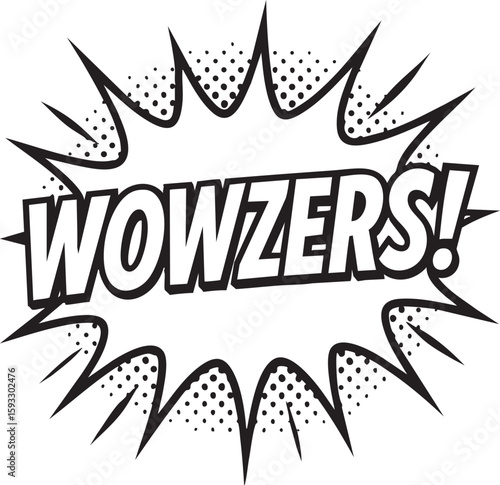 Retro Comic Book Expression 'Wowzers!' Speech Bubble Illustration