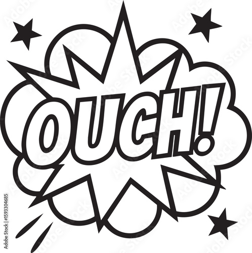 Comic Book Style 'Ouch!' Speech Bubble Illustration