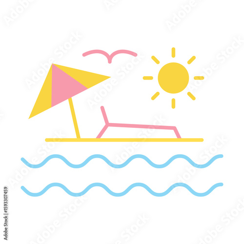 Flat ilustration beach sun element