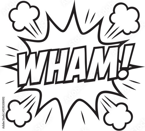 Comic Style WHAM! Explosion Graphic with Dynamic Outburst and Energetic Impact - Vector Illustration