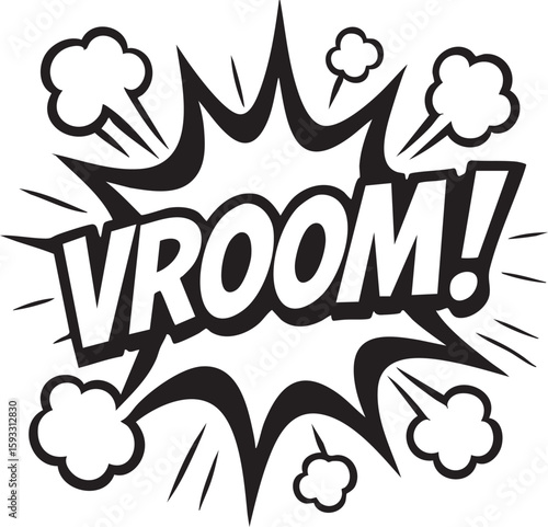 Comic Book Vroom Illustration Burst of Speed and Energy in Dynamic Vector Design