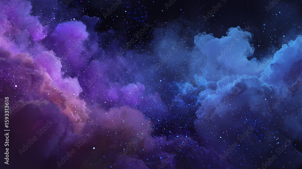 Obraz premium A floating nebula of glowing paint mist drifting in a cosmic void. mist drift. Illustration