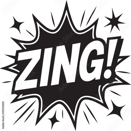 Zing! Pop Art Vector Burst of Energy and Excitement, Black and White Dynamic Design for Creative Projects