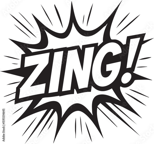 Bold 'Zing!' Pop Art Explosion Dynamic Comic Book Style Vector Graphic for Impactful Design