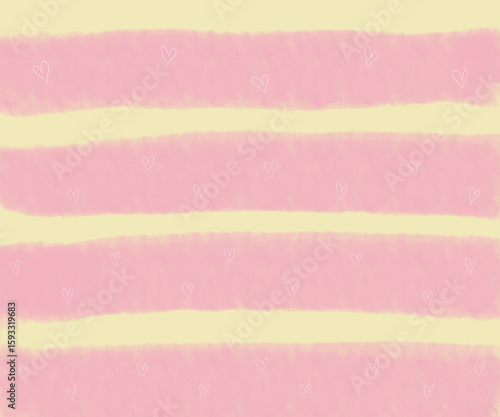 Pink and yellow watercolor stripes form a textured, colorful abstract background with a grunge paper pattern