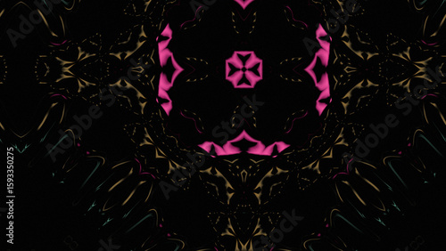 Abstract Radiant Burst with Soft Grain Texture, Symmetrical Glow Pattern in Psychedelic Style, Radiating Circular Abstract with Subtle Noise, Kaleidoscopic Starburst with Gradient Flow