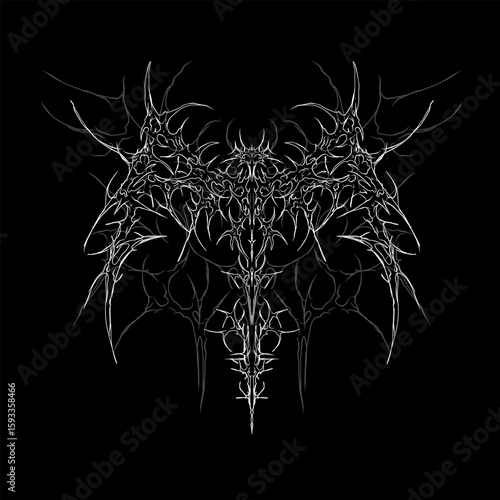 Cyber sigilism in dark tribal gothic style, featuring sharp vector lines and occult symmetry. Great for tattoo, posters, apparel, and digital art.