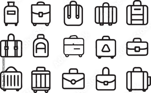 Collection of Various Luggage and Briefcase Icons suitcase travel