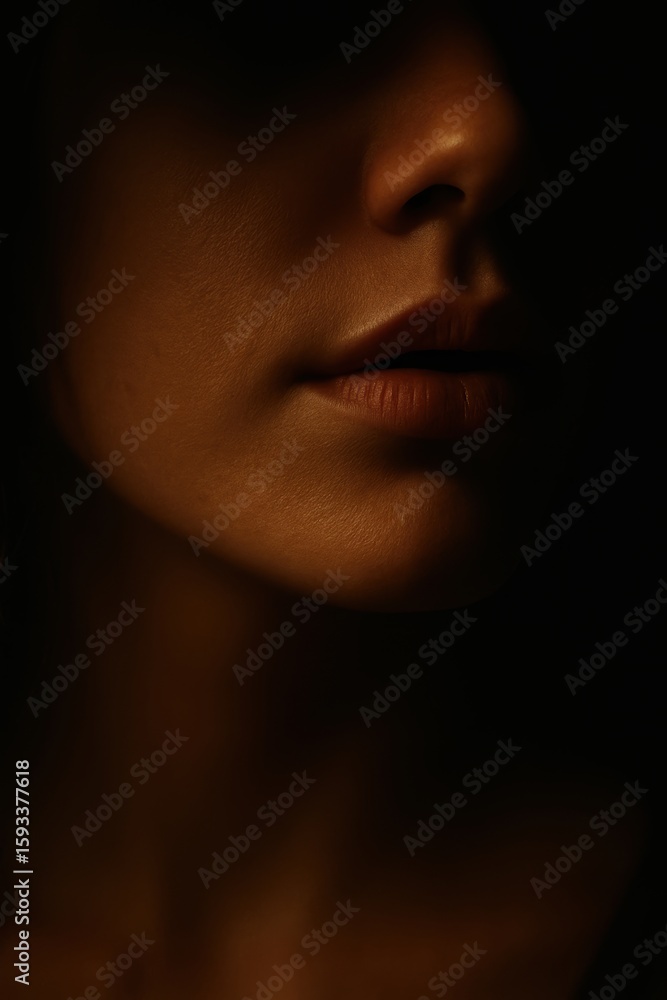 Fototapeta premium Mysterious female portrait in shadow