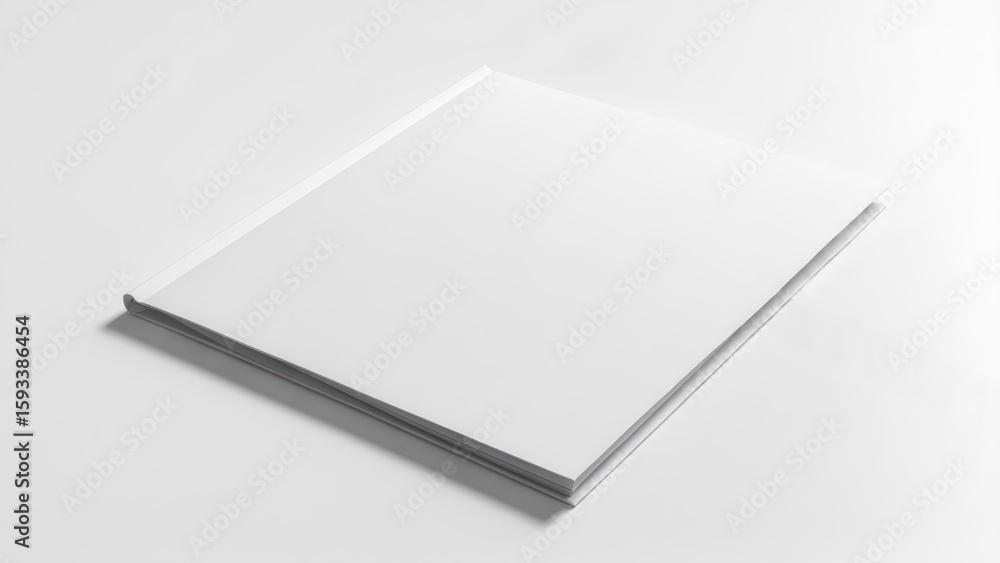 Blank white book lies flat Blank white book lies flat