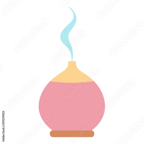 Pink and yellow essential oil diffuser with blue mist