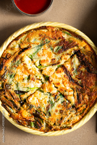 Cooked egg quicche with asparagus 