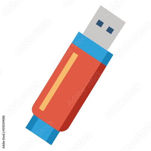 Modern flat design of a red and blue usb flash drive