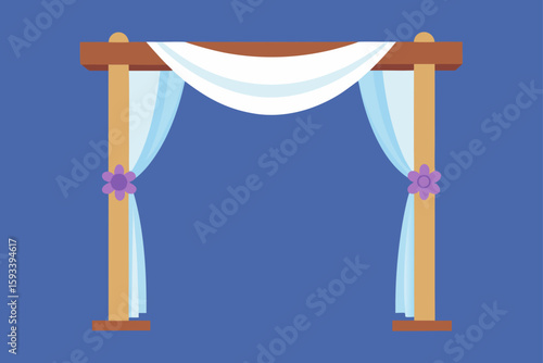 Simple wedding arch with draping fabric and flowers