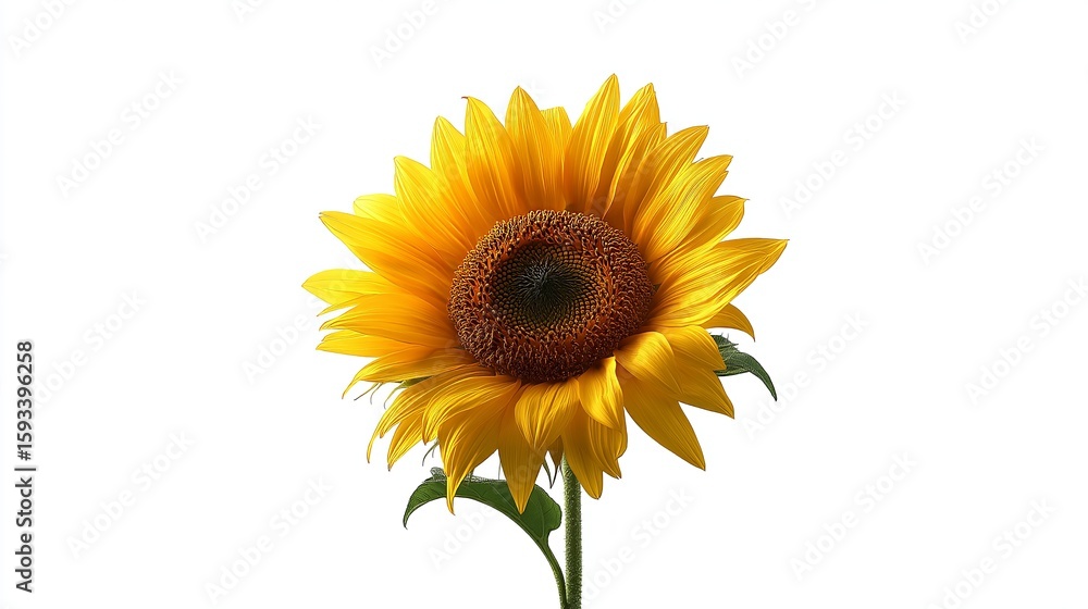 Fototapeta premium Single yellow sunflower in full bloom with dark brown center 4K Seamless loop animation