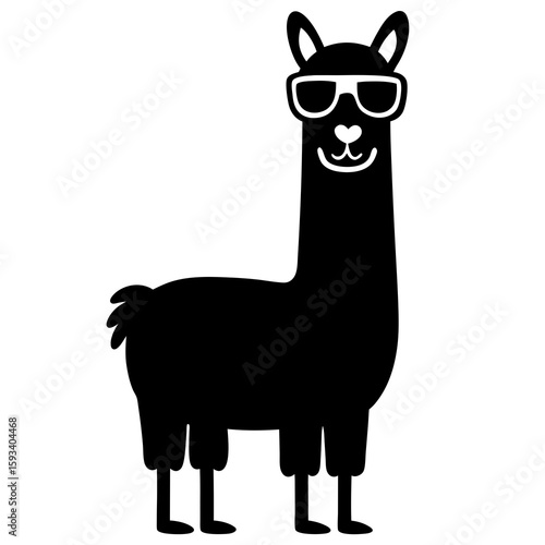 Cool black llama wearing sunglasses