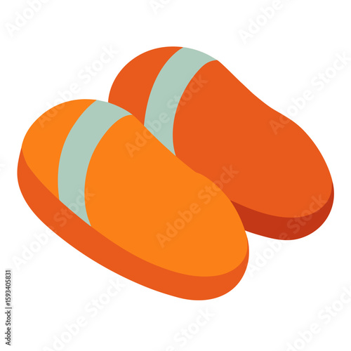 Orange flip flops with light blue straps