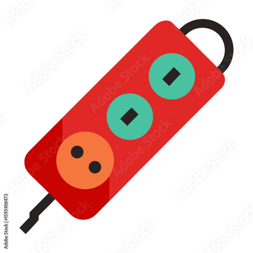 Modern flat design power strip with multiple outlets