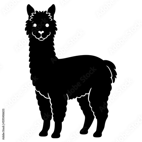 Black silhouette of a friendly alpaca