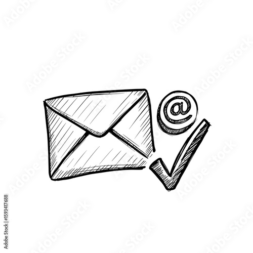 Email confirmation icon with envelope and check mark illustration  