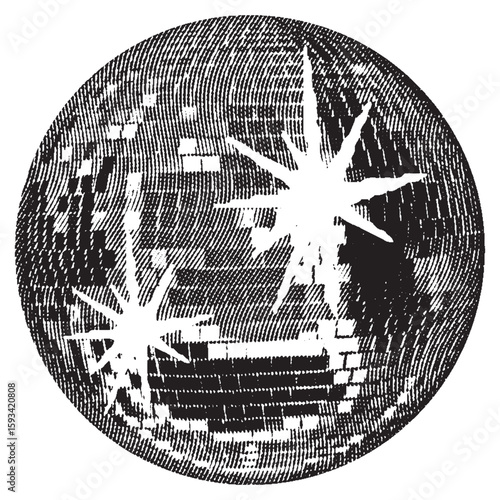 Disco ball isolated. Disco ball clipart. Mirrorball with lights.	