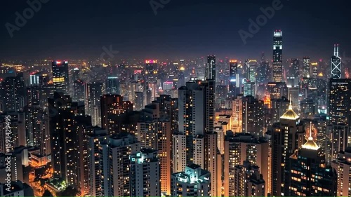 Wallpaper Mural Cityscape at night illuminated skyscrapers and buildings Torontodigital.ca