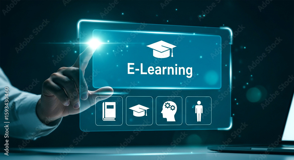 Fototapeta premium Interactive E-Learning Platform Interface Displayed on a Sleek, Modern Device