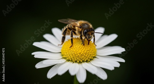 Wallpaper Mural A macro image of a bee collecting nectar from a daisy Torontodigital.ca