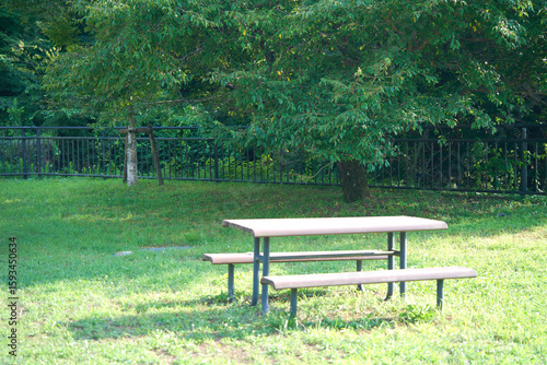 公園のベンチのある風景
