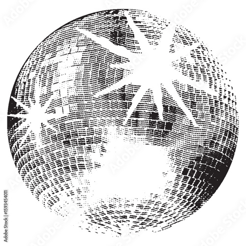 Disco ball isolated. Disco ball clipart. Mirrorball with lights.	