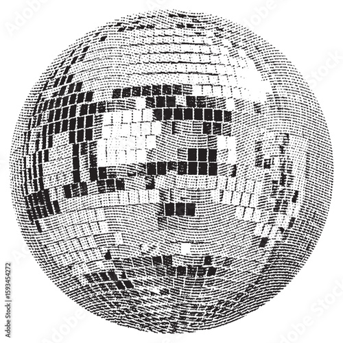 Disco ball isolated. Disco ball clipart. Mirrorball with lights.	