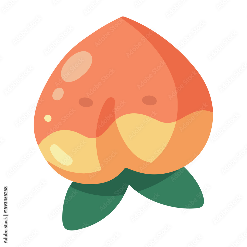Naklejka premium Flat Vector Illustration of a Peach Fruit